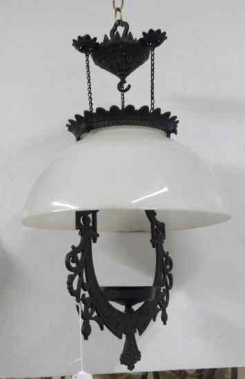 Appraisal: Victorian hanging lamp with shade Approx '' Ht