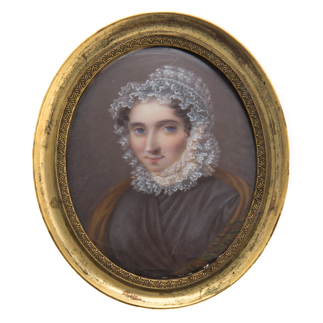 Appraisal: American School th century miniature portrait circa portrait of woman