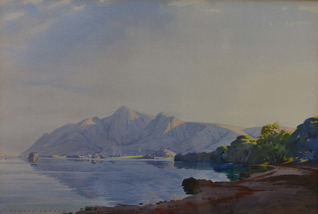 Appraisal: WILLIAM HEATON COOPER - A mountainous lakeside landscape signed watercolour