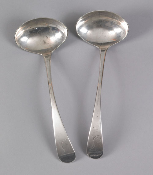 Appraisal: Pair of Philadelphia silver ladles ca bearing the touch of