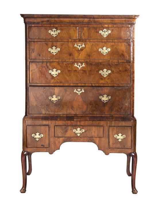 Appraisal: A George II Walnut Highboy in two parts the superstructure