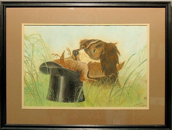 Appraisal: - Framed and matted pastel sporting art drawing of a