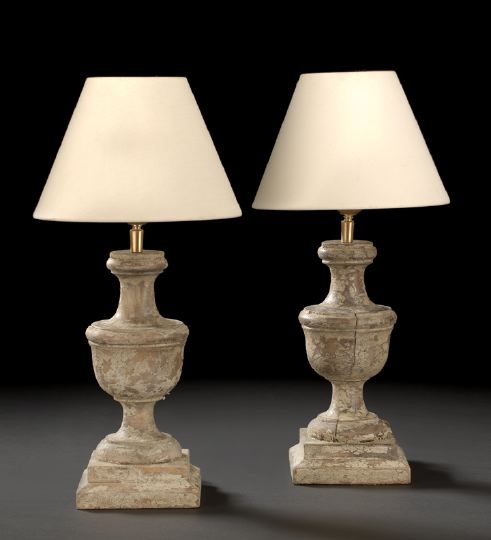 Appraisal: Pair of Italian Turned Wood Vasiform Finials in the neoclassical