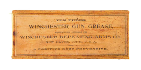 Appraisal: RARE ORIGINAL WOODEN BOX OF WINCHESTER GUN GREASE Salt cod