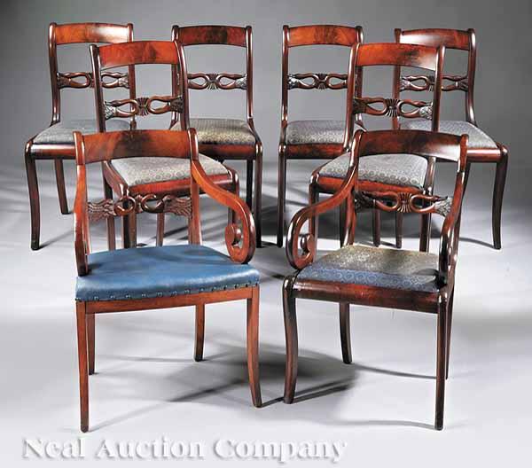 Appraisal: A Set of Eight American Classical Mahogany Dining Chairs c