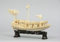 Appraisal: Carved Ivory Ceremonial Boat Chinese ca th Century unsigned Finely