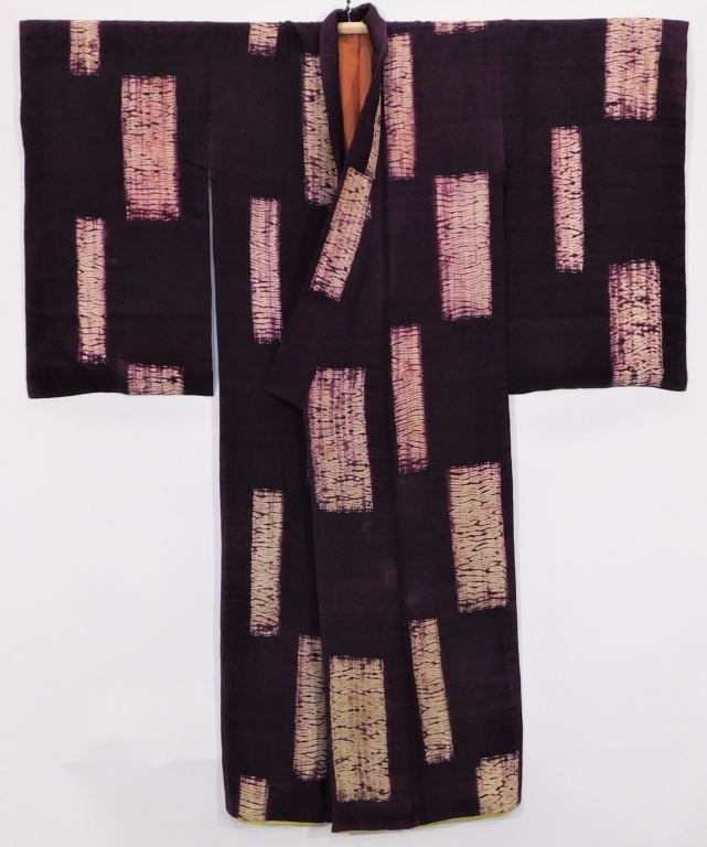 Appraisal: JAPANESE EDO PERIOD PURPLE TIE DYED KIMONO Japan Circa Hand