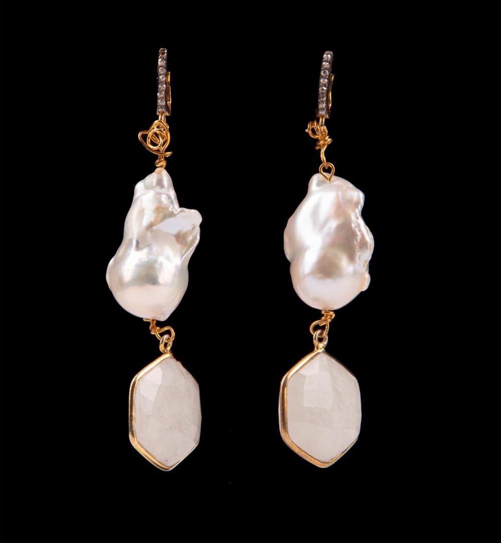 Appraisal: Pair of Mario Villa Nicaraguan New Orleans - Freshwater Pearl