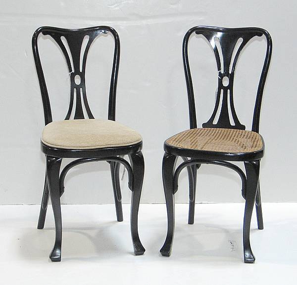 Appraisal: Nine Thonet style ebonized bentwood side chairs modern height in