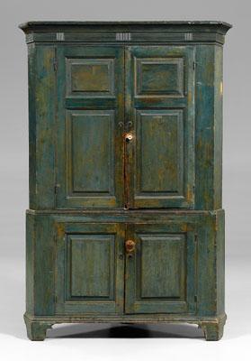 Appraisal: Virginia Chippendale corner cupboard single case with rosehead nail construction