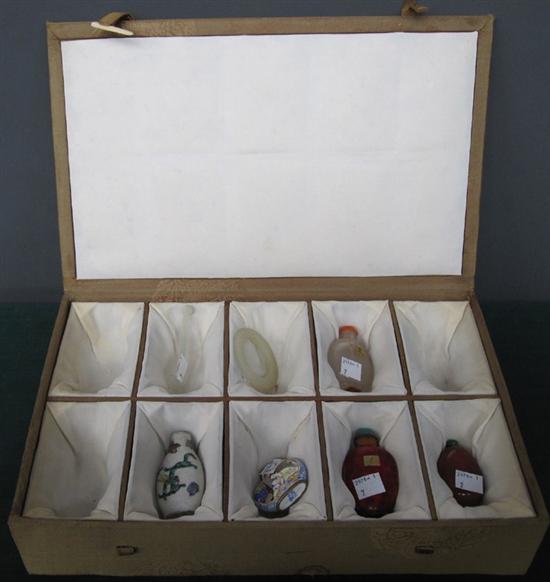 Appraisal: GROUP OF FIVE SNUFF BOTTLES Along with a jade ring