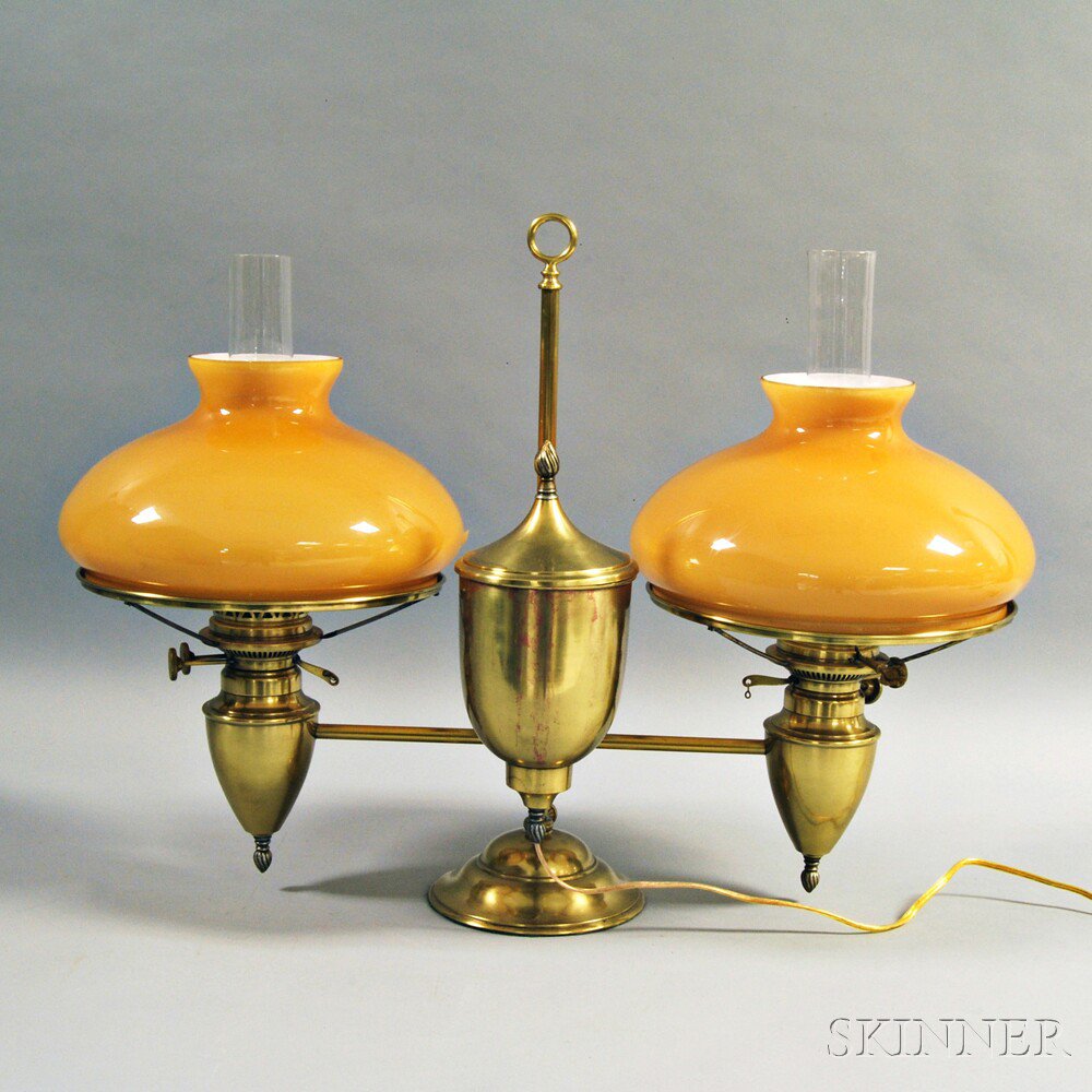 Appraisal: Bradley Hubbard Brass Double Student Lamp late th early th