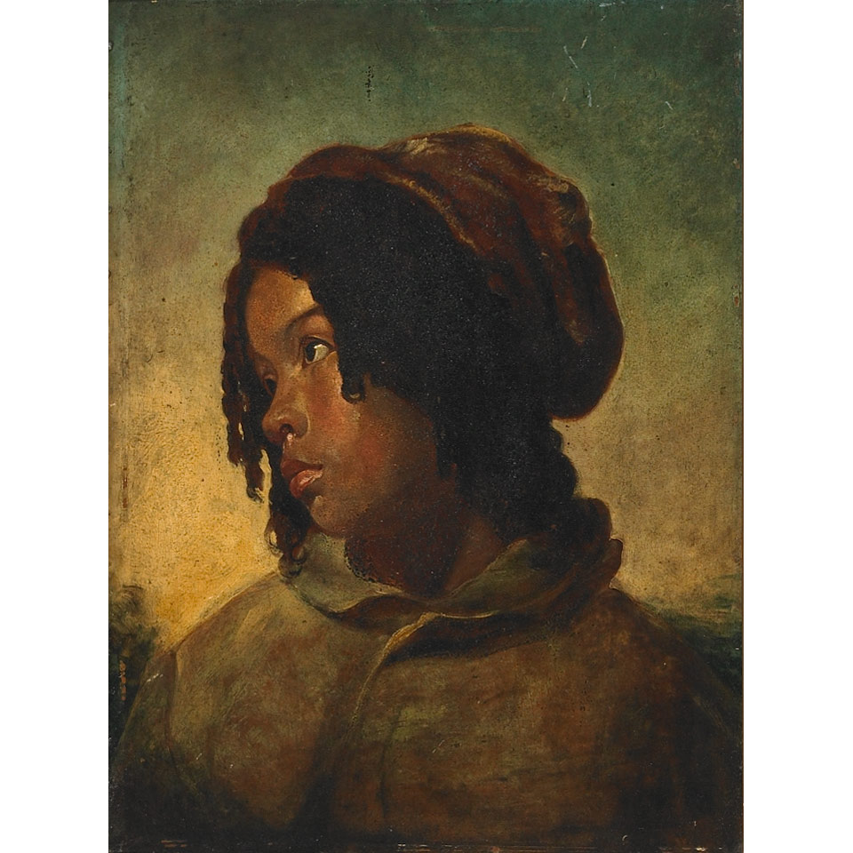 Appraisal: William Etty - British YOUNG NEGRESS BUST LENGTH WEARING A