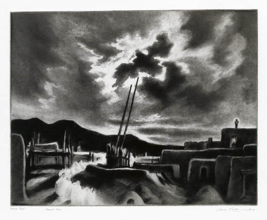 Appraisal: GENE KLOSS Moonlit Kiva Drypoint and aquatint x mm x