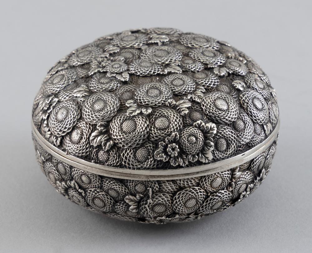 Appraisal: JAPANESE SILVER METAL SEAL PASTE BOX TH CENTURY HEIGHT DIAMETER