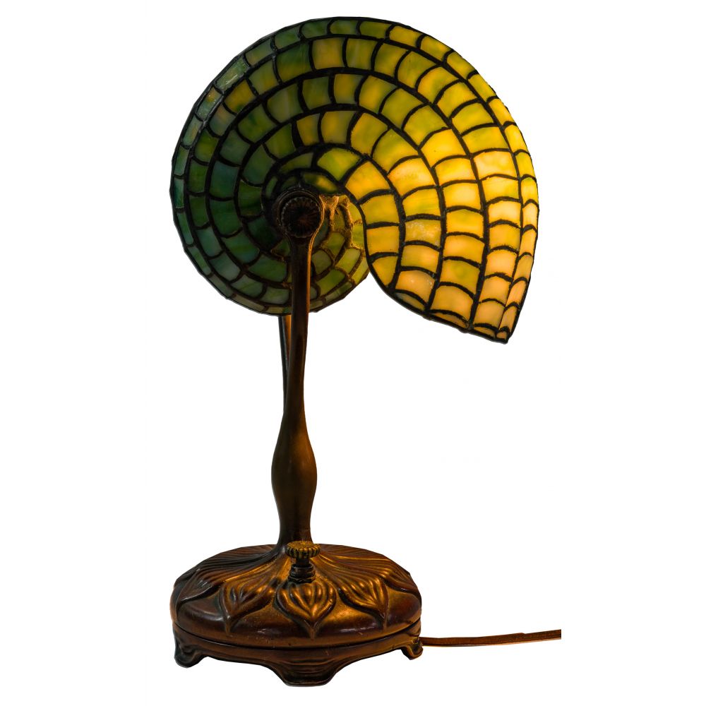 Appraisal: TIFFANY STUDIOS LEADED NAUTILUS DESK LAMPc having green and white