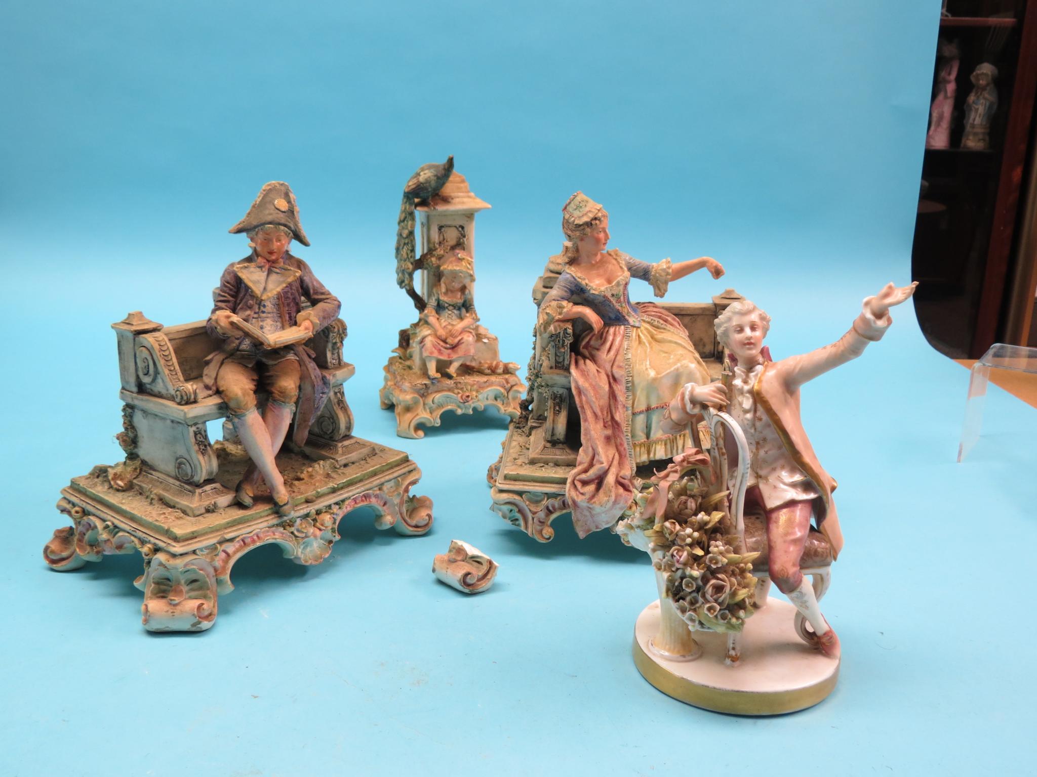 Appraisal: A pair of th century French earthenware figures seated naval