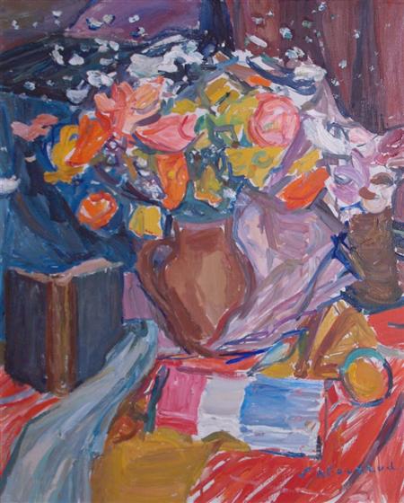 Appraisal: Emile Sabouraud French - Still Life with Flowers and a