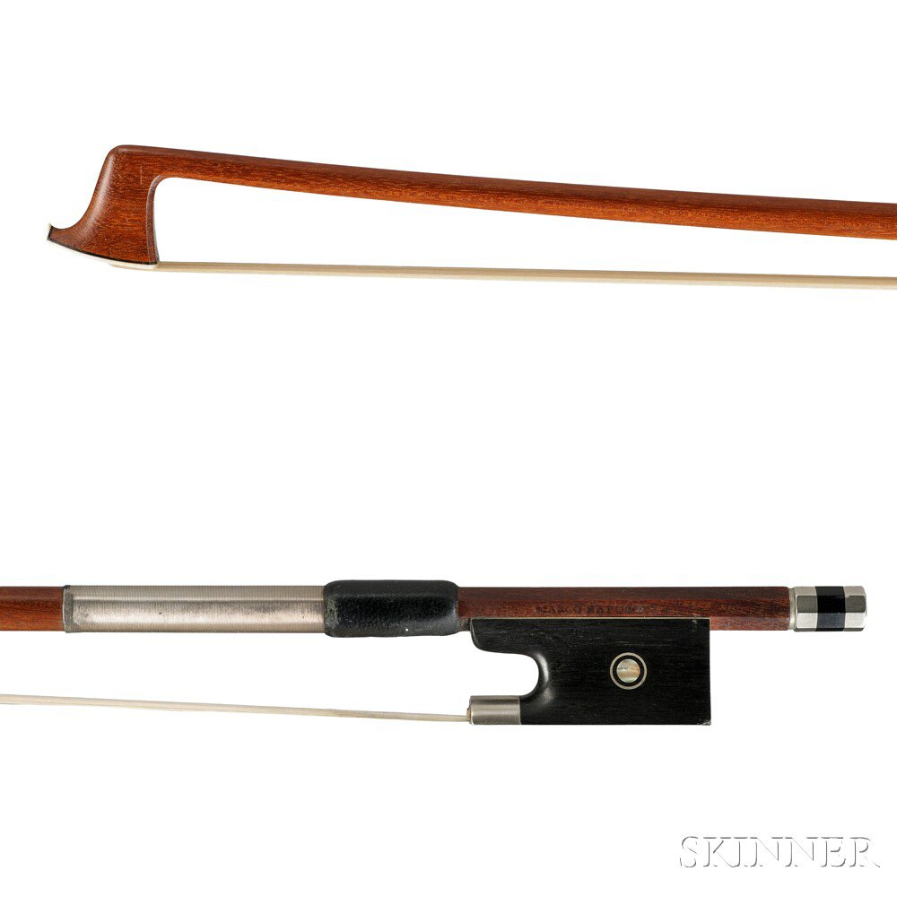 Appraisal: Nickel Silver-mounted Violin Bow the round stick stamped MARCO RAPOSO