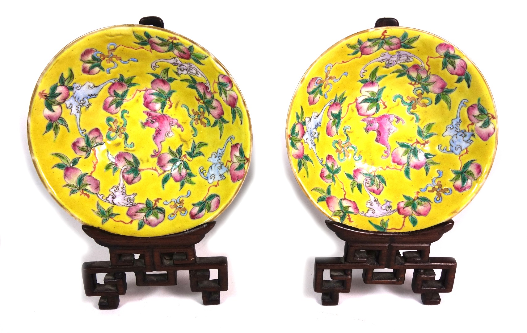 Appraisal: A pair of Chinese saucer dishes th century painted with