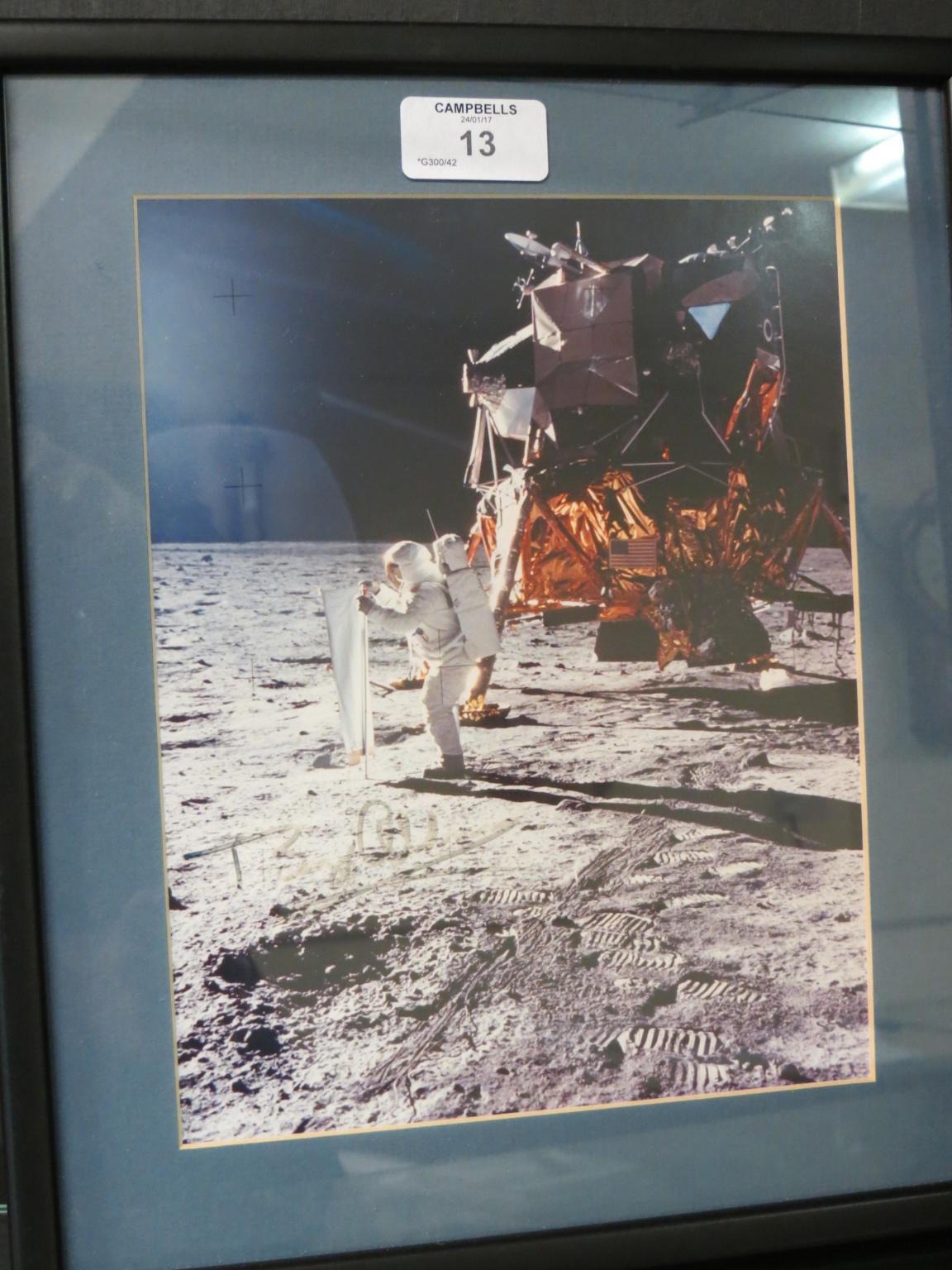 Appraisal: Buzz Aldrin born - autographed colour photograph lunar landing framed