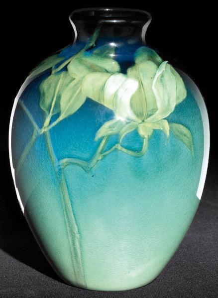 Appraisal: ROOKWOOD Sea Green vase finely painted by Sallie Coyne with