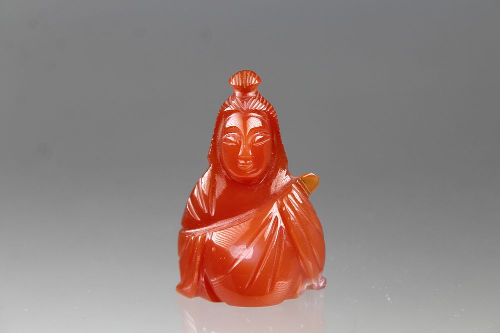 Appraisal: Chinese Carved Carnelian Figure Chinese Carved Carnelian Figure Height in