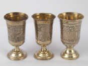 Appraisal: Three Russian silver small vodka cups probably Moscow St Petersburg