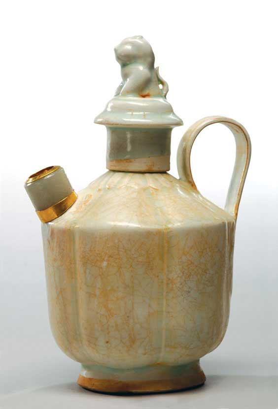 Appraisal: SONG YINGQING EWER Chinese Song Dynasty yingqing glazed squat ewer