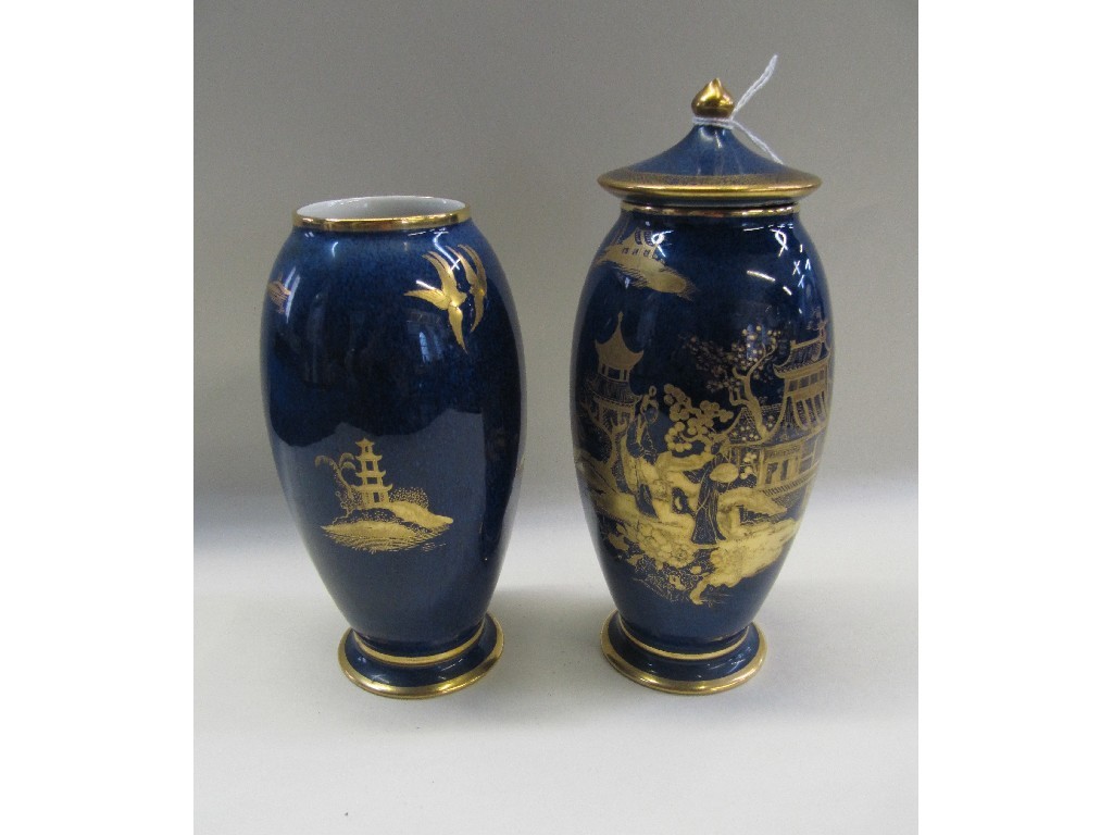 Appraisal: Pair of Carlton Ware blue ground vases each with gilt