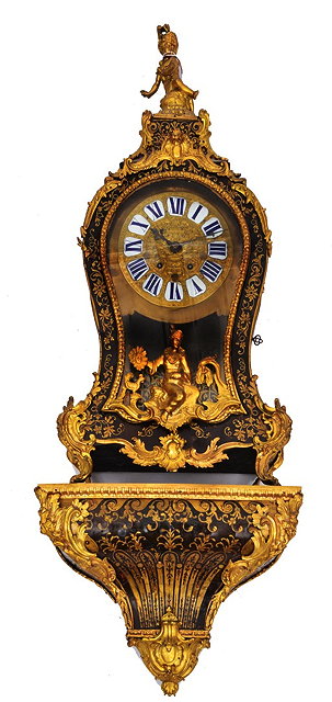 Appraisal: A TORTOISESHELL AND BRASS INLAID BRACKET CLOCK in the manner