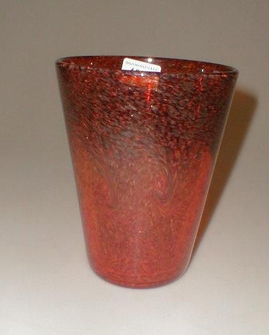 Appraisal: A straight sided orange-red swirl vase by Strathern mark to