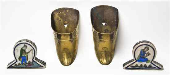 Appraisal: A Pair of Middle Eastern Brass Stirrups of typical form