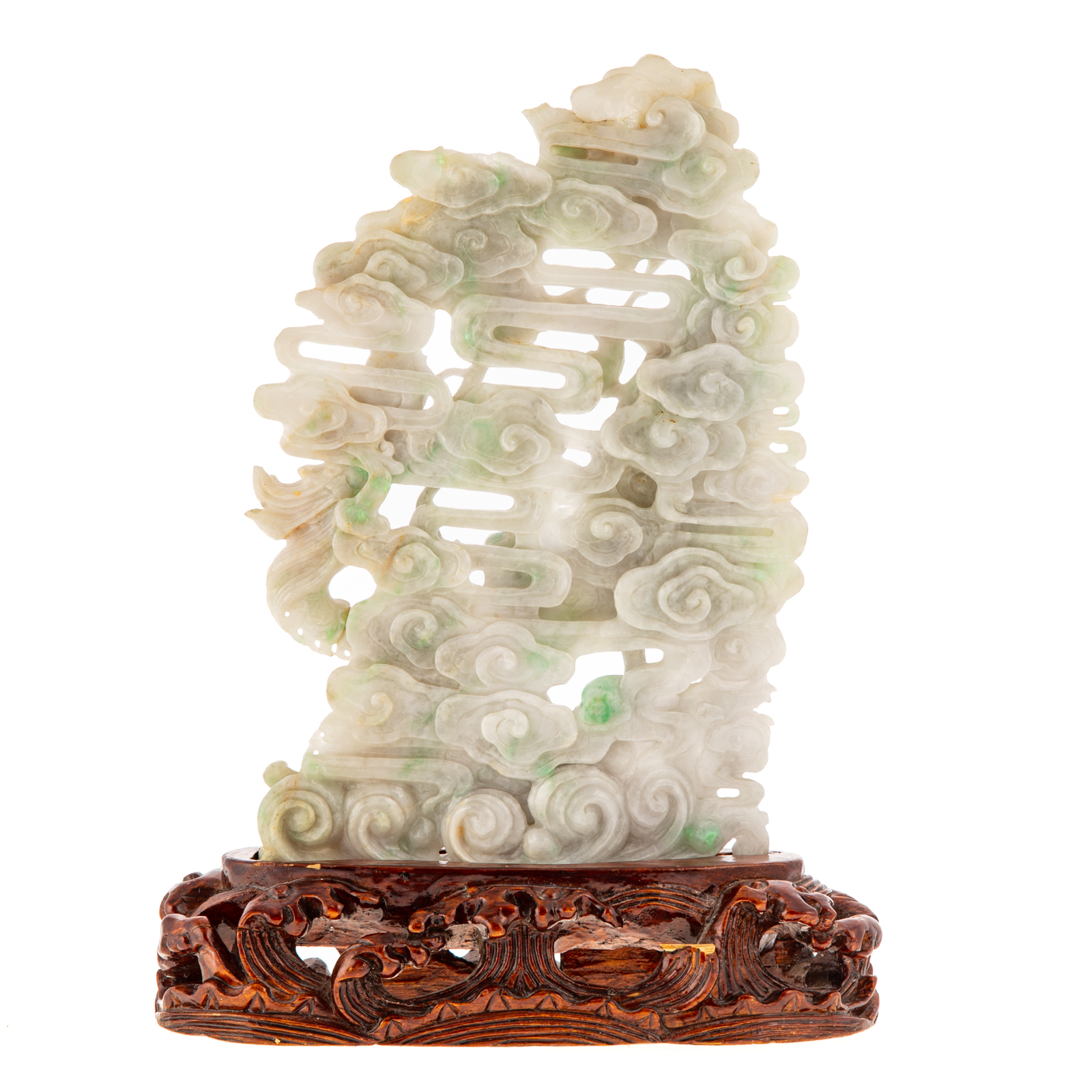 Appraisal: CHINESE CARVED JADE SCHOLAR'S OBJECT Carved jade hill of sacred