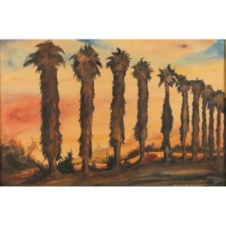 Appraisal: McIlrath Painting Framed watercolor of row of palm trees Signed