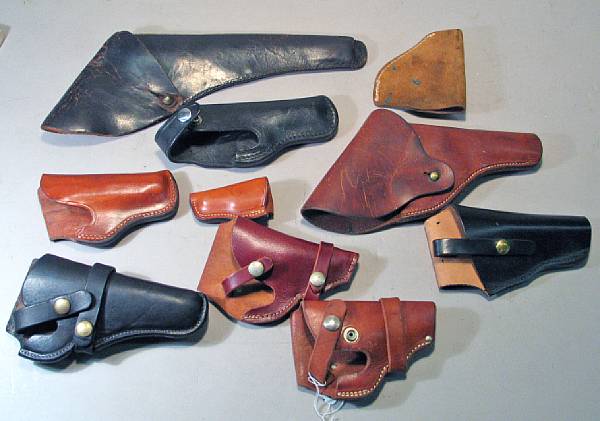 Appraisal: A lot of ten revolver holsters Including an unmarked black