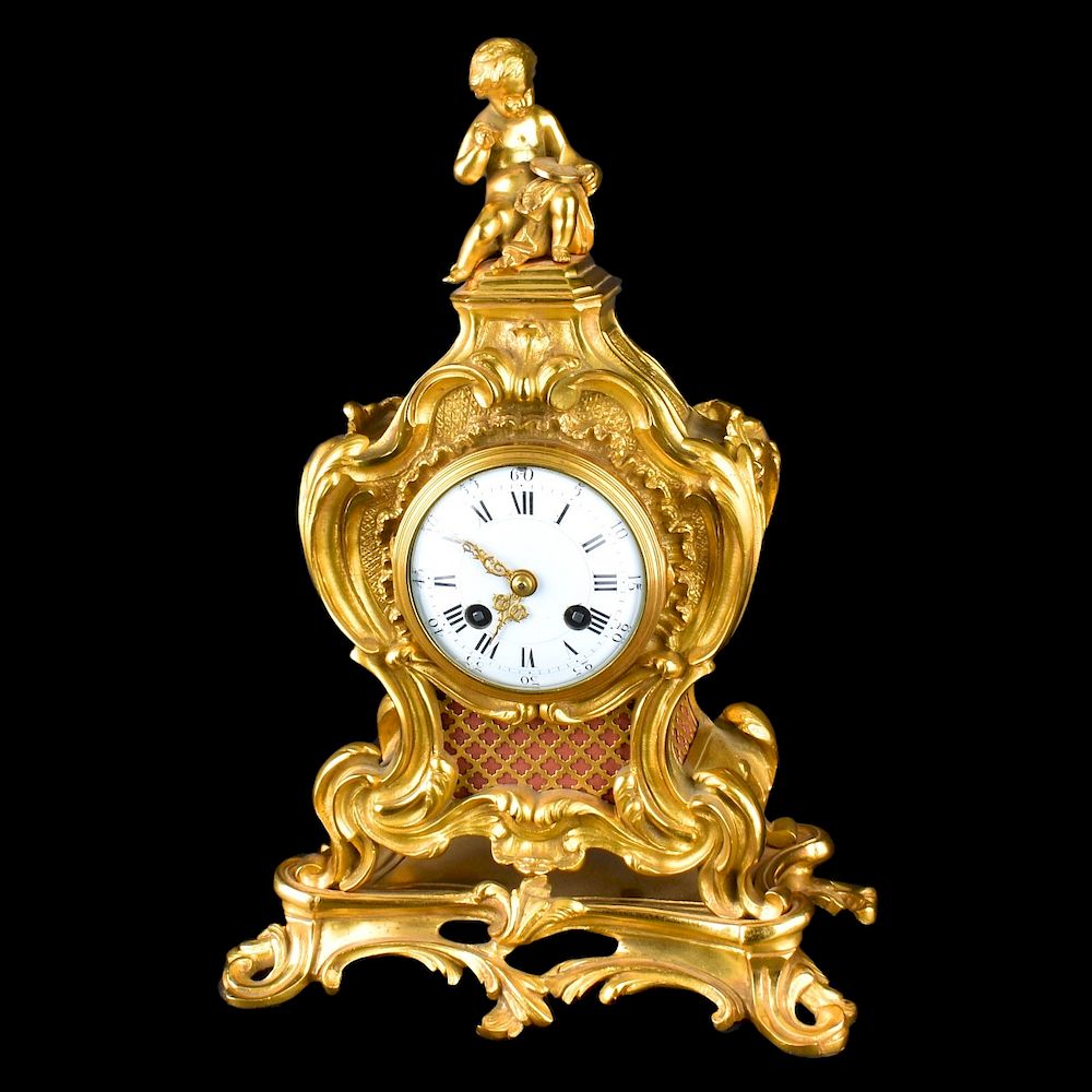 Appraisal: Tiffany Co Mantle Clock A Louis XV Style Gilt Bronze