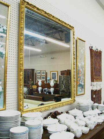 Appraisal: Large Carved Wall Mirror with gold metal leaf finish x