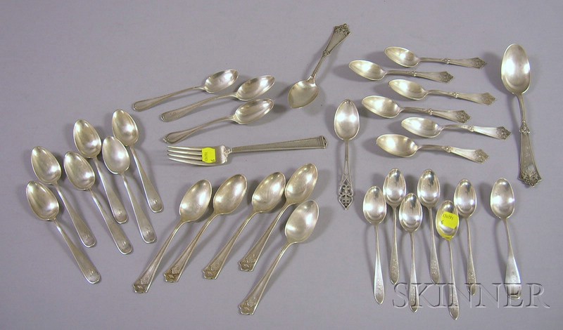 Appraisal: Approximately Thirty-one Sterling and Coin Spoons and a Fork including