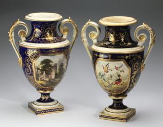 Appraisal: th c Derby porcelain vases h Group of two associated