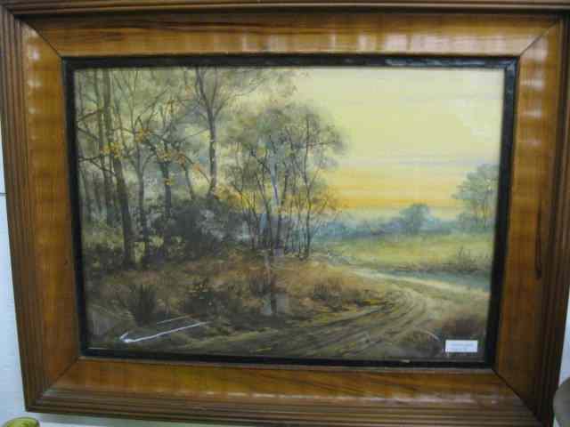 Appraisal: Fine Watercolor Spring Landscape at Sunset signed image area ''