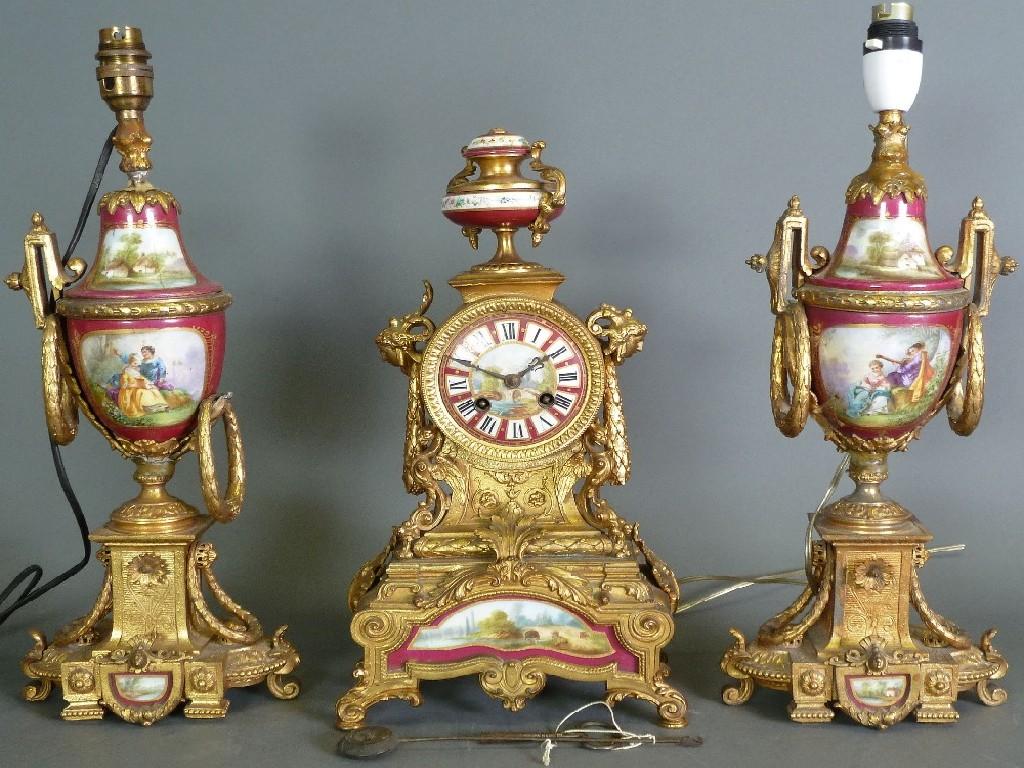 Appraisal: LATE NINETEENTH CENTURY FRENCH GILT METAL AND HAND PAINTED PORCELAIN