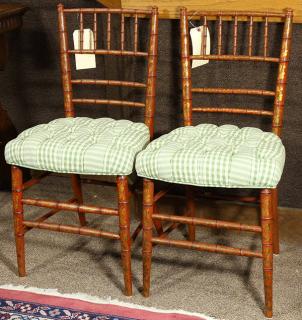 Appraisal: Pair of Edwardian partial painted spindle back side chairs late