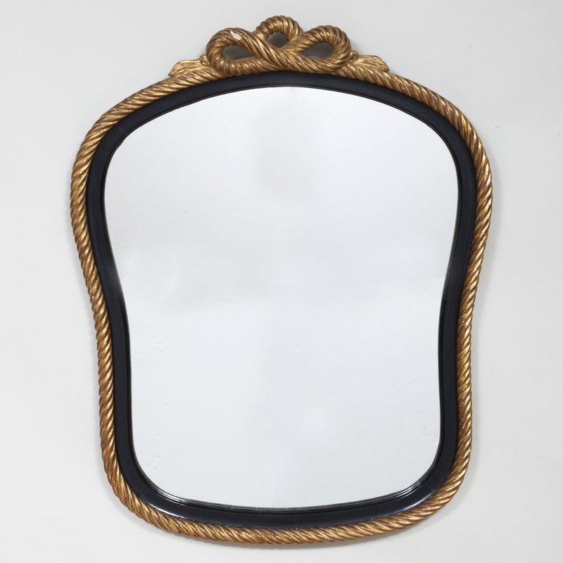 Appraisal: Napoleon III Style Ebonized and Parcel-Gilt Mirror x in Condition