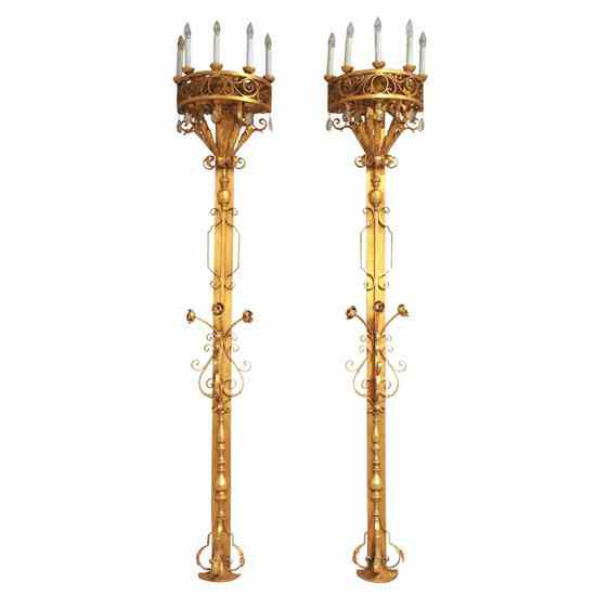 Appraisal: A Pair of Large American Art Deco Gilt Metal Theater