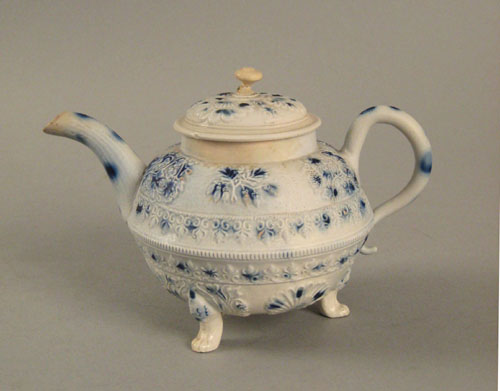 Appraisal: English salt glaze teapot late th c with cobalt highlights