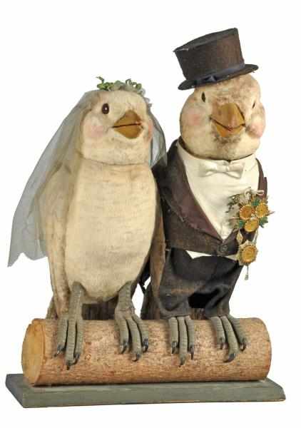 Appraisal: Bride Groom Birds Automaton German Circa s Working Fantastic detail