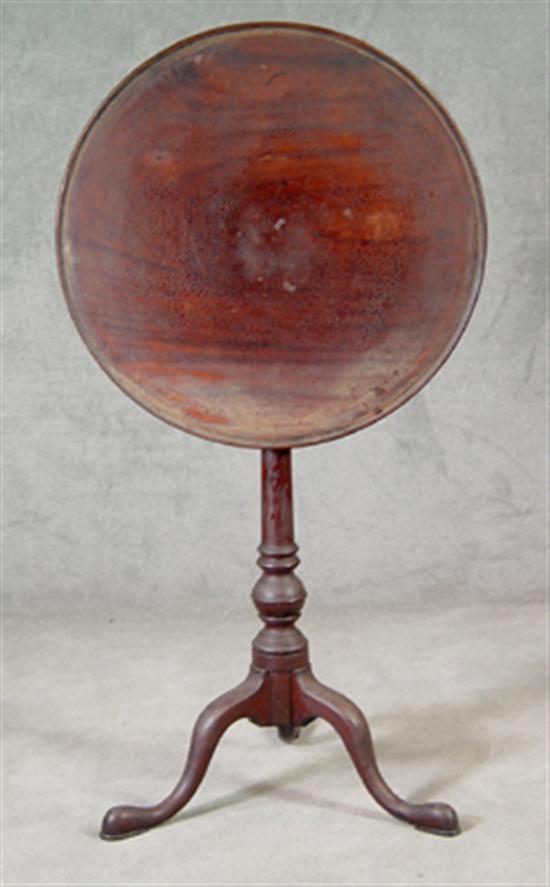 Appraisal: New England Mahogany Dish Top Tilt Top Candlestand Circa Columnar