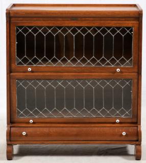 Appraisal: TWO SECTION LEADED GLASS BARRISTER BOOKCASE TWO SECTION LEADED GLASS