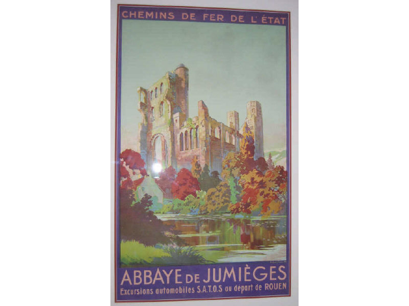 Appraisal: FRENCH TRAVEL POSTER ABBAYE DE JUMIEGES color lithograph Chemins De